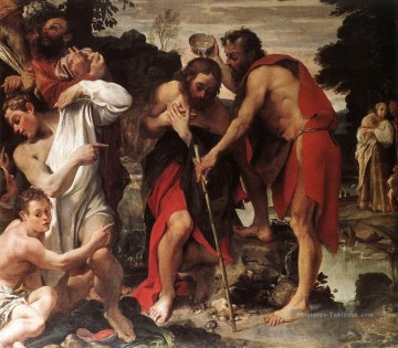 Le Baptême du Christ Baroque Annibale Carracci Peinture à l'huile